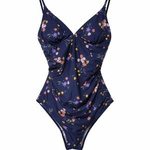 Cupshe Blue Floral One-Piece Swimsuit